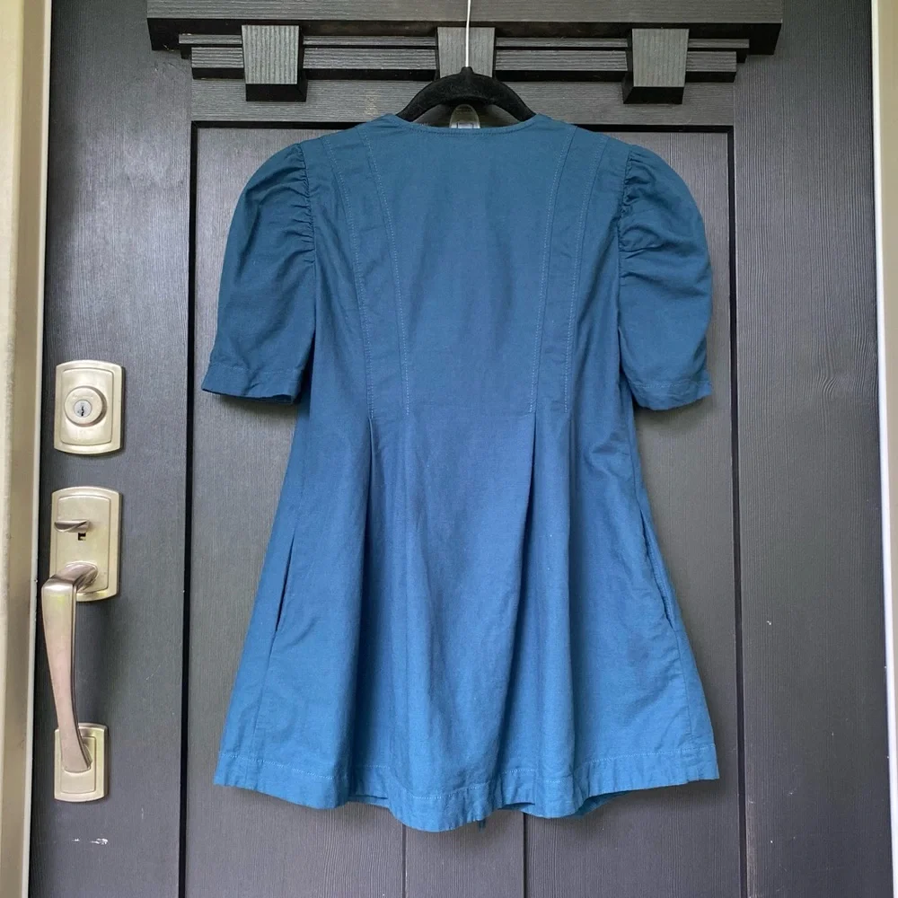 FREE PEOPLE Adelle Teal Blue Mini Dress Tunic—Size XS - Picture 9 of 16